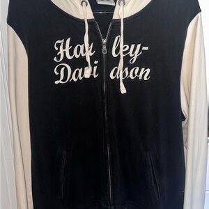 Harley-Davidson Black and White Zip-Up Hoodie
